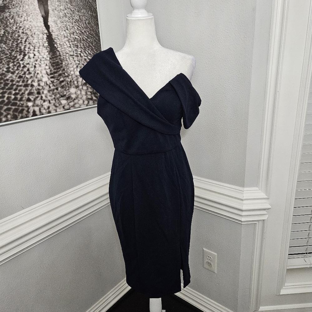 Bariano Australia navy blue dress size 6 off shoulder - Picture 2 of 9